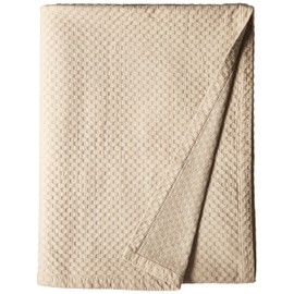 Natural Comfort Matelasse Blanket Coverlet, Retro Polka Dot Pattern, Queen, Washed Taupe