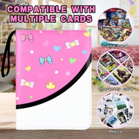 4 Pocket Trading Card Binder, Double Sided Card Album Holder, Premium Zip Trading Card Binder with Stickers, Collector Playing Card Folder