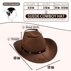 MYKAGS Cowboy Hats for Women and Men with Pull-On Closure, Cowboy Cowgirl Costume Accessories Set, Western Cowboy Hat with Bandanas for Party, Costume Party Perfect Cowboy for Adults, Coffee