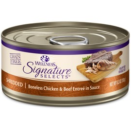 Wellness CORE Signature Selects Shredded Adult Wet Cat Food, Natural, Protein-Rich, Grain Free, 5.3 Ounce, 12 Pack (Chicken & Beef Entree)