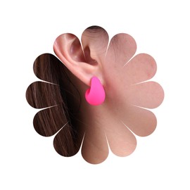 Inateannal Vintage Red Velvet Earrings Chunky Red C Shape Stud Earrings Red Acrylic Hoop Earrings Wide Hoop Earrings Light Chunky Stud Earrings Jewellery for Women and Girls, Zinc, No Gemstone