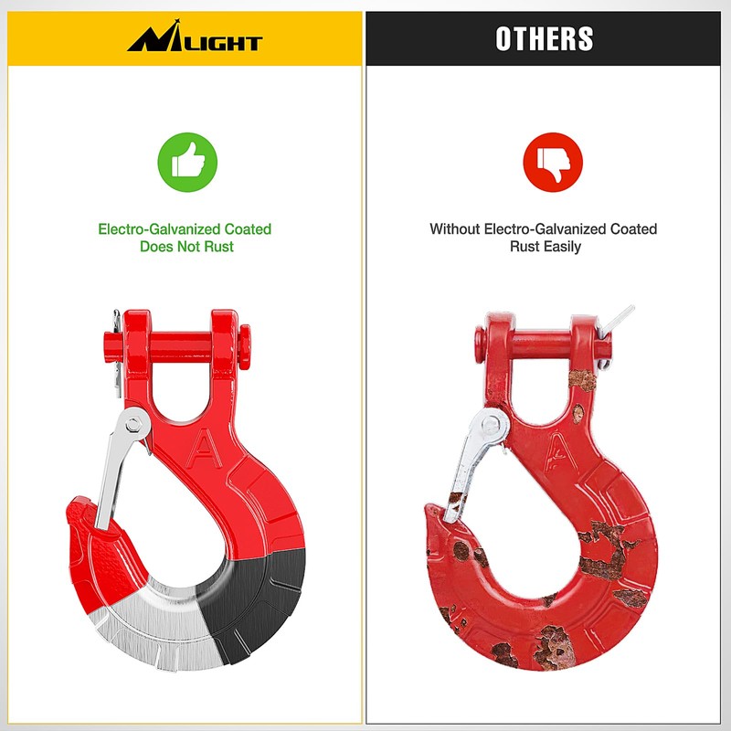 Nilight Forged Steel Winch Hook 3/8" Grade 70 Safety Latch