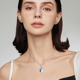 YAFEINI Black Cat Necklace Sterling Silver Cat Moonstone Pendant Necklace Flower Butterfly Jewellery Birthday Gifts for Women Teen Girls (Cat Necklace)