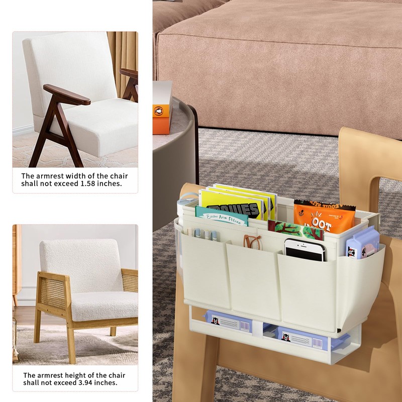 Frjjthchy Bedside Caddy Bedside Organizer,Bed Caddy with 11 Pockets and