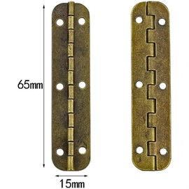 Aczyqws Brass Vintage Mini Hinge Furniture Cabinet Drawer Door Hinges Decorative Cabinet Jewelry Box Hinges 10PCS Vintage Box Hinges 65 x 15mm with 60Pcs Screws (Bronze Colour)