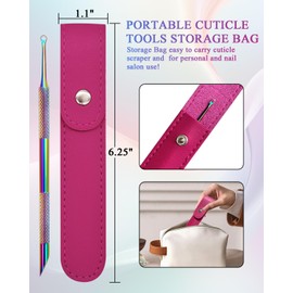 Dual Ended Cuticle Remover, Pre-treatment Cuticle Pusher with Loop Cuticle Pusher Removing, Stainless Steel Cuticle Nail Tool with 100#/240# Grit Nail Files and 1p Storage Bags, For Salon & Home Use