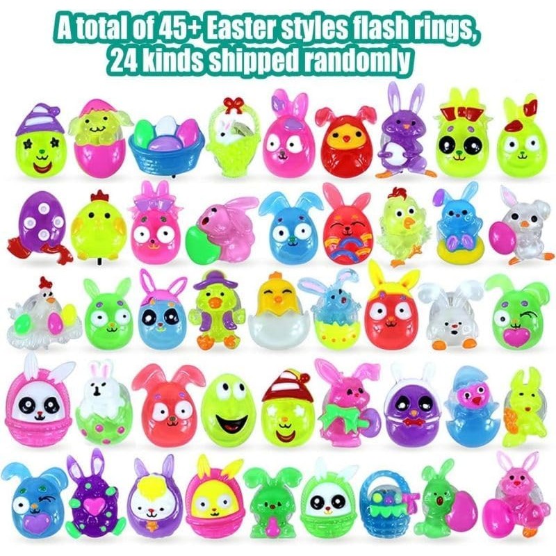 Cherislpy 24 Pack Prefilled Easter Eggs with 3D Finger Lights