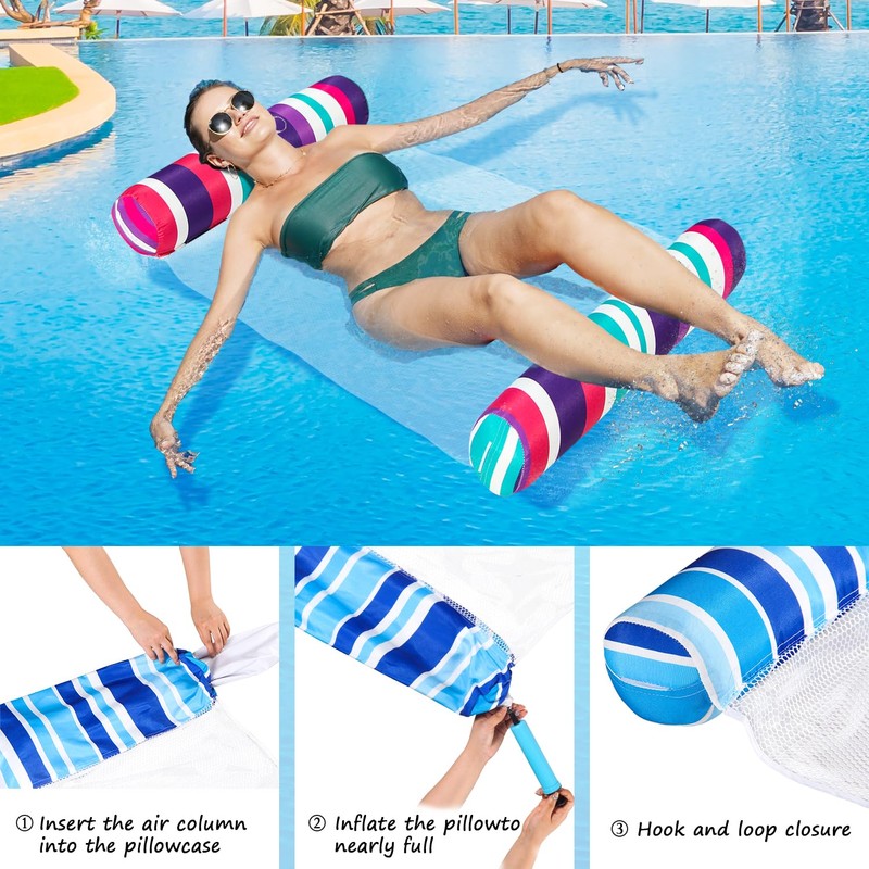 FindUWill 2 Pack Fabric Water Swimming Pool Floats Hammock, XL,