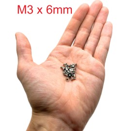 Screws Inox M3 x 6 mm Countersunk Head BTR Diameter 3 x 6 mm | Screw M3 x 6 mm FHC Allen Key | Stainless Steel A2-70 (V2A/304) | ISO 10642 / DIN 7991: Pack of 5 ProRaje
