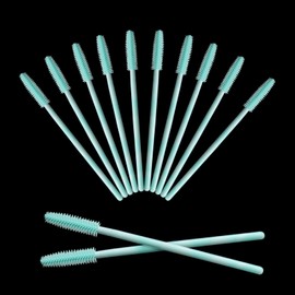 Mekupeu 50Pcs Varita de Máscara de Silicona, Cepillos Desechables para Pestañas, Cepillo Suave para Pestañas para Extensiones de Pestañas (Verde Menta)