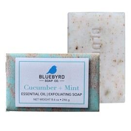 BLUEBYRD Soap Co. 5-Pack Variety Set Exfoliating Essential Oil Soap Bars | 100% Vegan Natural Bar Soap Gift | Cucumber Mint, Goat Milk Jojoba Oil, Lavender Thyme, Orange Clove, Seaweed Eucalyptus(SET)