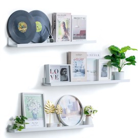 Walasis 24 inch Long Shelf for Wall: White Wall Book Shelves for Bedroom Kids - Floating Bookshelves Organizer for Picture Photo