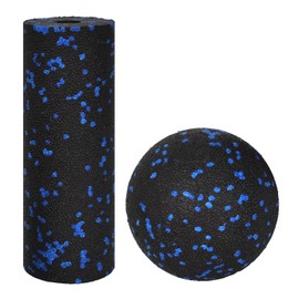 EPP Massage Ball Set, Massage Foam Roller and Ball, Medium-Hard Foam Roller, EPP Massage Roller for Muscle Massage and Tension Relief to Avoid Accidental Injuries (Blue Spot)