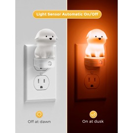 L LOHAS LED Plug in Night Light for Kids, 3D Cute Puppy Night Light with Dusk to Dawn Sensor, RGB+Soft White 3000K Dog Night Light, Christmas Birthday Gift Nightlight for Kids, Room Decor