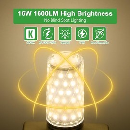 HOMEOW HOMEOW E27 LED Neutralwei? 4000K, Extra Hell 16W 1600LM Led Birne E27, LED Lampe E27 Ersetzt 150W Glhbirnen, Maiskolben LED E27 Glhbirne, Energiesparlampe LED Leuchtmittel E27, AC 220-240V, 6er Set