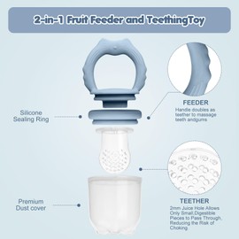 Baby Fruit Food Feeder Breastmilk Popsicle Molds, Silicone Baby Food Freezer Tray for Cooling Teething Relief, Baby Food Feeder for Safe Infant Self Feeding, Includes 3 Extra Food Pacifier