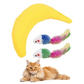 1 Piece Banana Cat Toy And 2 Pieces Mouse Toys, Creative Cat Toys, Plush Cat Toys, Cat Interactive Toys