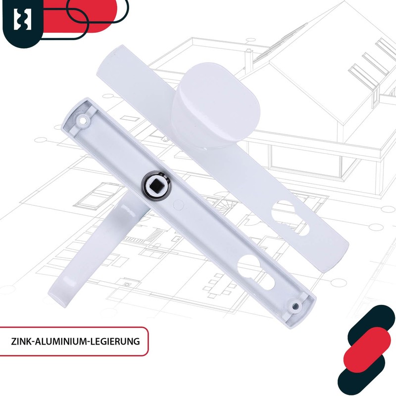 KOTARBAU® Door Handle Set 92 mm Long Plate White Profile