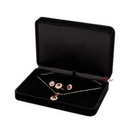 LILY TREACY Deluxe Large Jewelry Set Gift Box Black Velvet for Necklace Earrings Rings Set (Black 170x120x40mm)