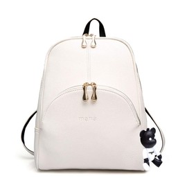 AINUOEY Women's Backpack Bags Women Elegant Bag City Backpack Handbag Vintage PU Leather 76602 1-Piece Set, White (not exactly white), Adjustable strap