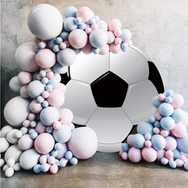 DORCEV Diameter 7.5ft Soccer Photo Round Backdrop Cover Black White Sports Football for Kis Boy Man Birthday Party Photography Background Gender Reveal Party Round Soccer Backdrop Without Stand