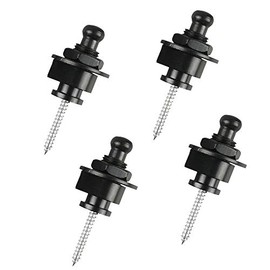 Bestgle 4Pcs Guitar Straplocks Buttons Schaller-Style Security Strap Locks Straps Retainer Replacement for Electric Acoustic Guitar Bass(Black)
