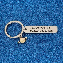 WUSUANED Couples Keychain I Love You to Saturn and Back Keychain for Wife Husband