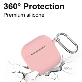 Linsaner for Airpods 4th Case Cover, Soft Silicone Cover with Keychain, Full Protective Case for Men and Women, Compatible with AirPods 4th Generation (Pink)