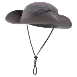 Connectile Unisex Outdoor Mesh Safari Hat, Solid, Wide Brim, UV Protection, Sun Protection, Fishing Cap, gray (dark gray)