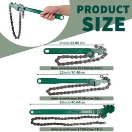 LECEHIVO 6 Pcs Large Reversible Chain 12 Inch 16 Inch 9 Inch Adjustable Heavy Duty Chain Wrenches Oil Filter Wrench Sturdy Carbon Steel Pipe Fittings Spanner Tool for Ratcheting Universal