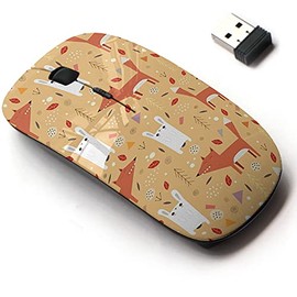 2.4G Wireless Mouse with Cute Pattern Design for All Laptops and Desktops with Nano Receiver - Cute Cartoon Fox