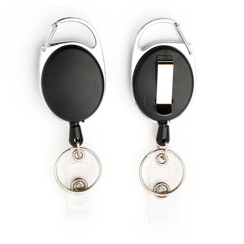 2-Pack Retractable Badge Reels with Clear ID Card Holders –
