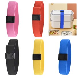 BlyeMichdi 5Pcs Adjustable Bento Box Elastic Belt,Lunch Box Elastic Bands Double Layer Bento Box Fixing Straps Lunch Container Sealing Straps for School Camping Office,12 * 3CM