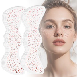 Boko 10Pcs Face Glitter Freckles, Rose Gold Freckle Temporary Tattoos for Girl Women Freckle Makeup, Waterproof Metallic Glitter Makeup Patches for Festival Concert Party Rave Accessories