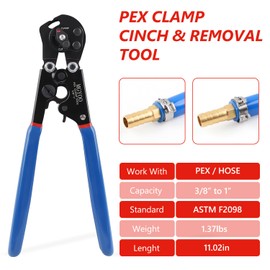 MGYOO Pex Crimping Tool Cinch and Remove Dual-Function Pex Crimp Tool Ratchet Pex Pipe Crimper for Crimping and Clamping PEX Tubing Stainless Steel Clamps from 3/8" to 1"