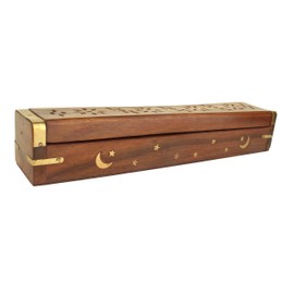 storeindya Wooden Incense holder box (BRASS COFFIN)
