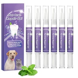 6PCS Cepillo de Dientes Para Perros, Gel Reparador Bucal, Sin Sabor, Pluma de Limpieza Dental Perros y Gatos, Aliento Fresco, Elimina y Evita la Placa