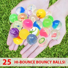 Kiddie Play 25 Bouncy Balls for Kids Party Favors | Assorted Bouncy Ball 27mm | Superball Small Rubber Balls for Kids