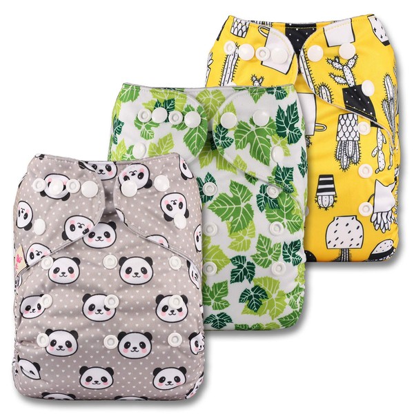 Littles & Bloomz, Reusable Pocket Cloth Nappy, Fastener: Popper, Set