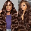 28 Inch Chocolate Brown Lace Front Wig Human Hair 200