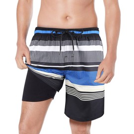 QRANSS chubbies Swim Trunks for Men 9 Inch Elastic Waist Quick Dry Swim Shorts with Boxer Brief Liner