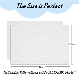 Toddler Pillowcase, Travel Pillow Case Pack of 2 Set - Organic Cotton Child Pillowcase - Soft & Breathable Baby Pillow Cases Cover with Envelope Closure for Boys and Girls, Size 15 x 23 Inches White
