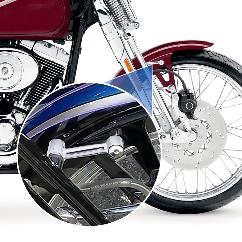 Mofun Chrome Front Fender Mount Kit Compatible with Harley Softail