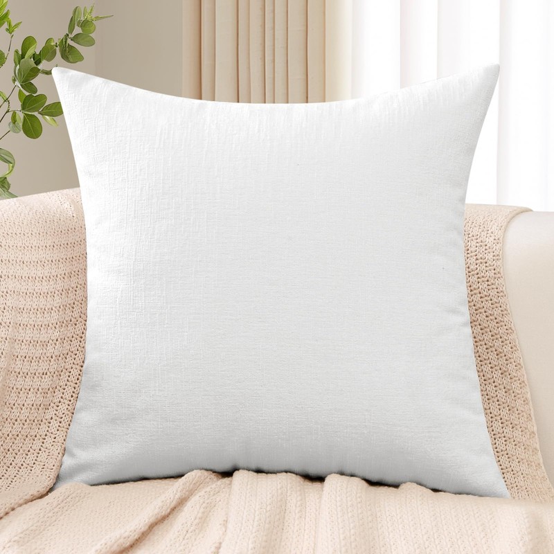 JOTOM Chenille Cushion Covers 50x50 cm Soft White Decorative Throw