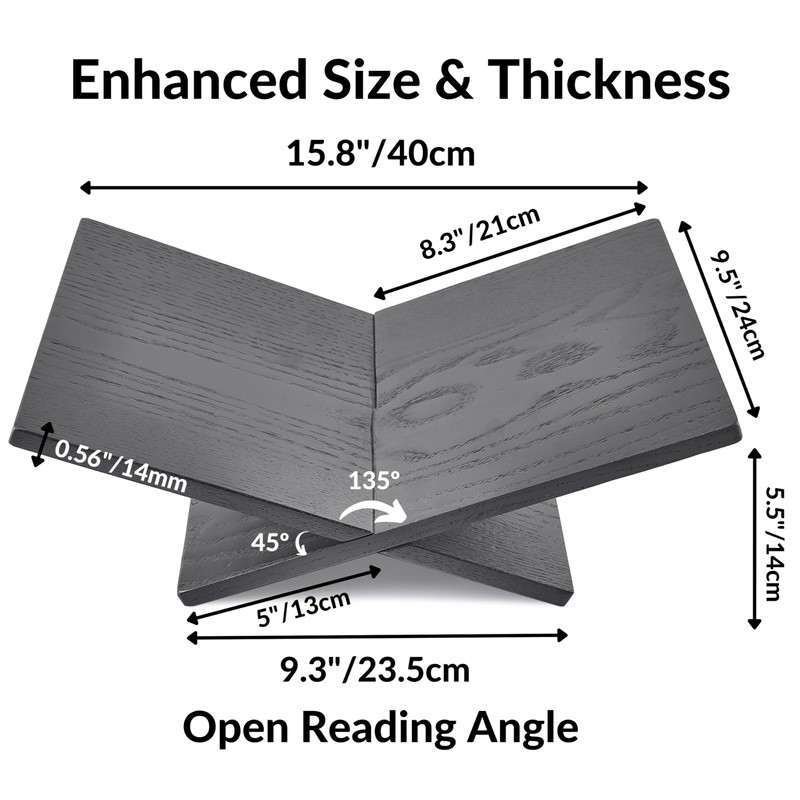 Honygebia Solid Wood Book Stands - Cross Frame Black Oak