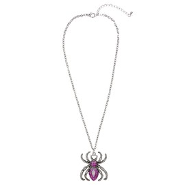 Widmann 03514 Spider Necklace with Diamante Detail ? Silver/Purple, One Size