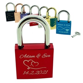 Love Lock with Engraving, Padlock, Romantic Gift for Wife, Husband, Boyfriend, Girlfriend for Valentine's Day, Wedding, Anniversary, Couples Gifts of Love, Anniversary
