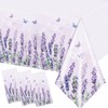 Juweked 3Pcs Lavender Tablecloth Rectangle Purple Plastic Table Cloths Butterfly
