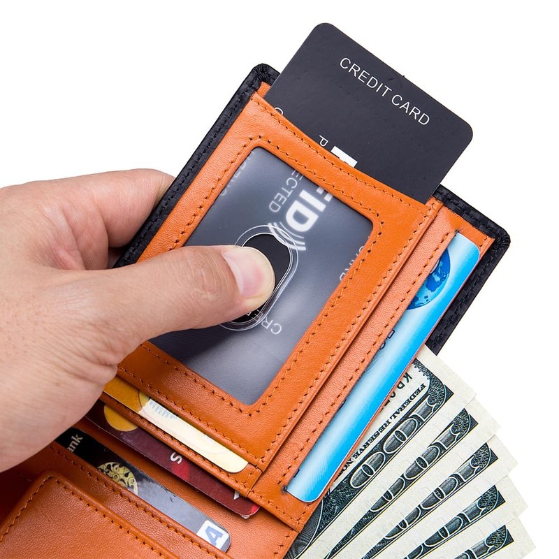 Yocipa RFID Bifold Genuine Leather Men's Wallet, Compact, Thin, Multi-functional