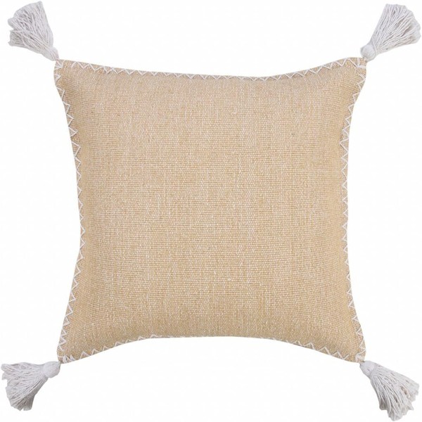 20 X 20 Brown and White Cotton Zippered Pillow With